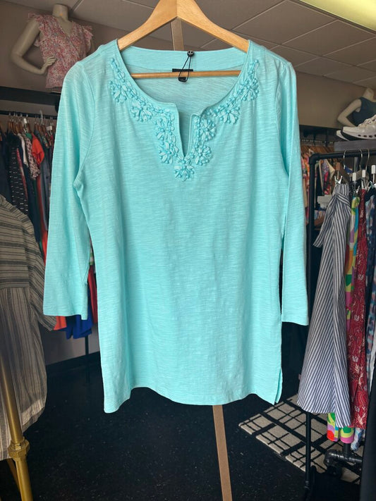 Talbots-NWT- Embellished Top - Aqua