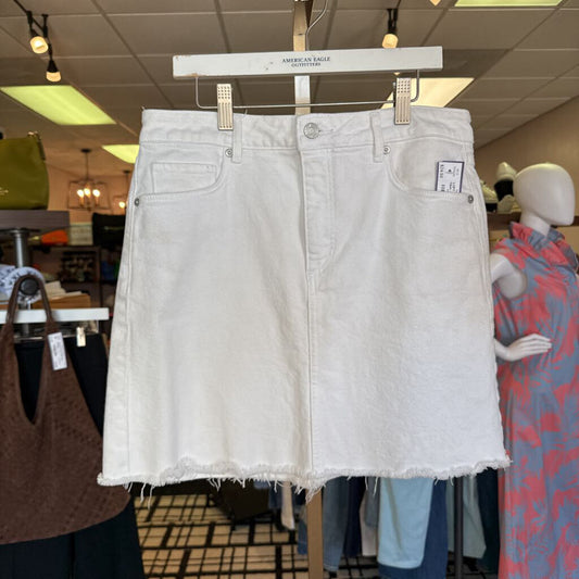 LOFT - Denim Skirt w. Raw Hem - White