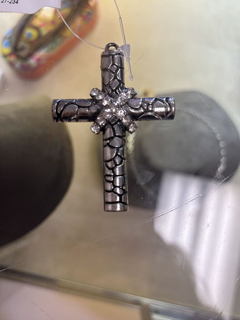 Silver Tone Cross Necklace Charm