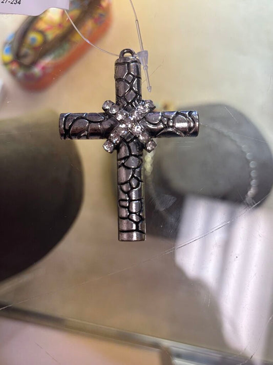 Silver Tone Cross Necklace Charm