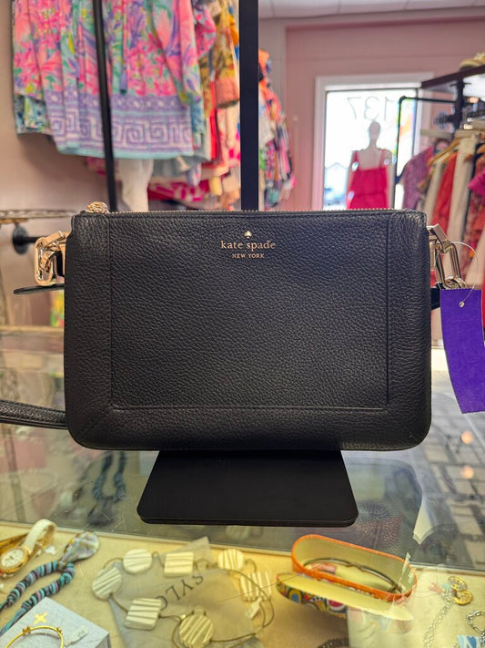 Kate Spade-Lena Pebbled Leather Crossbody - Black