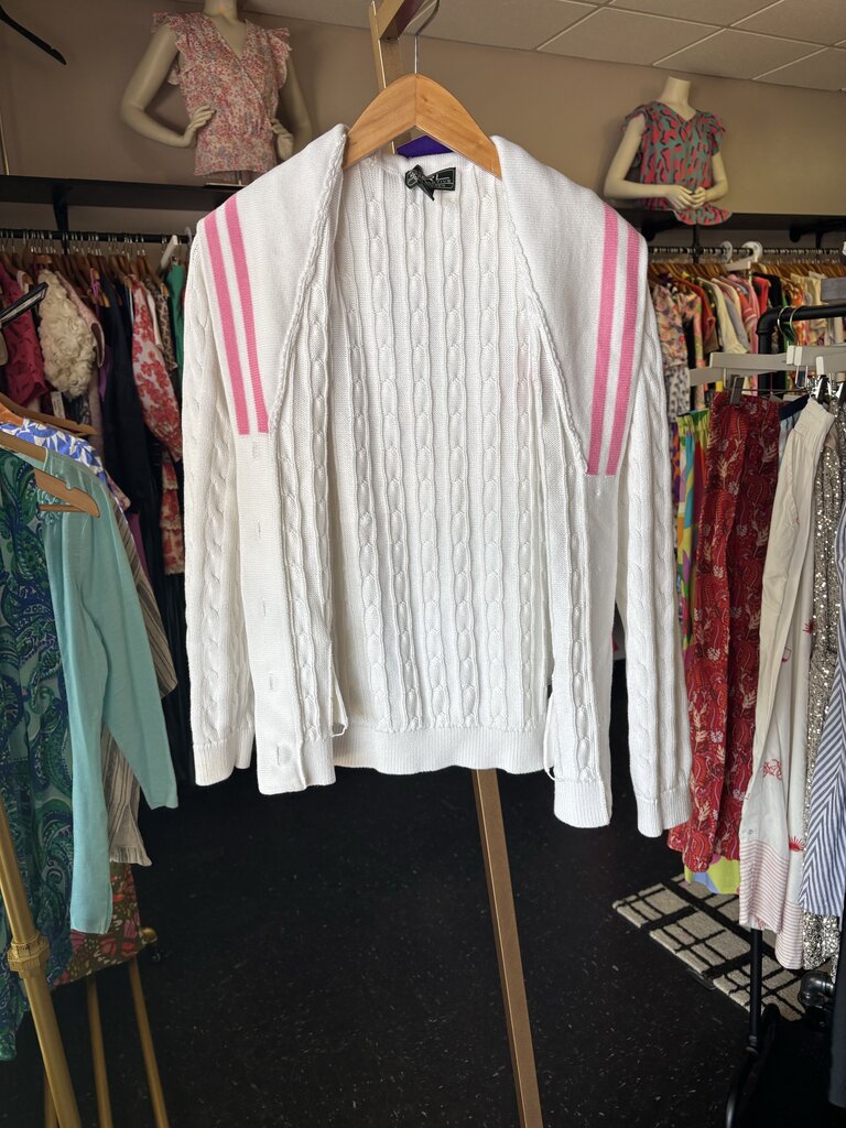 VTG-LRL Cable Cardigan White/Pink