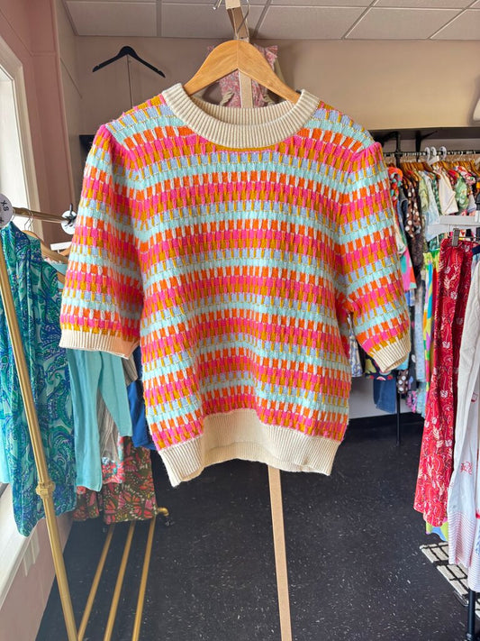 THML-NWTf Colorful Rib Quarter Sleeve Sweater