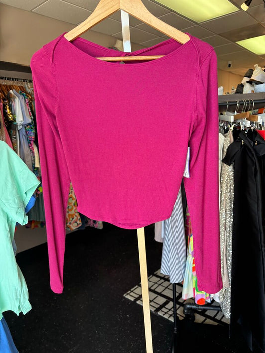 Lululemon-Ribbed Modal Silk Twist Back Yoga Top LS in Wild Berry