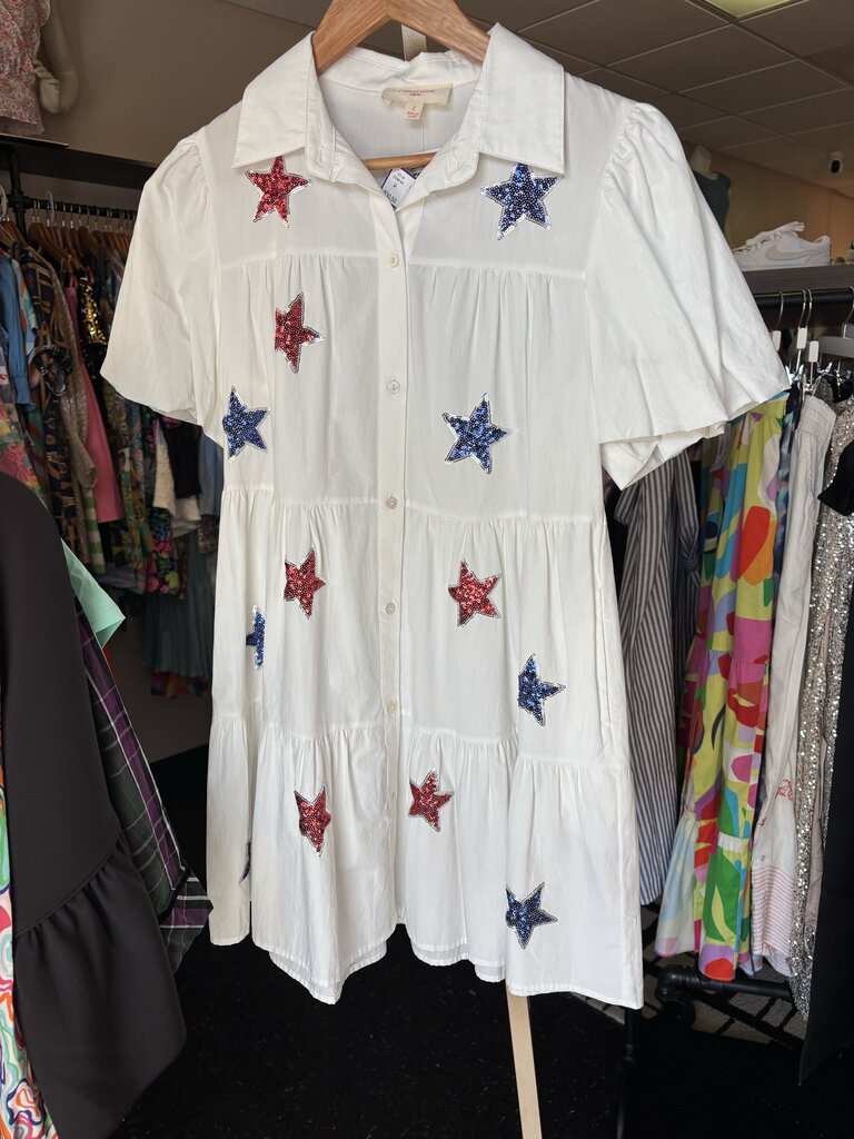 Peach Love Cali - NWT - Button Down Puff Sleeve Mini Dress - White