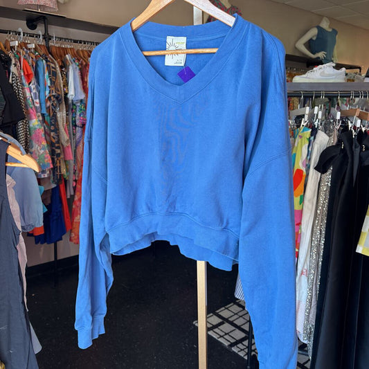Offline by Aerie -Cropped V-Neck Sweatshirt - Blue