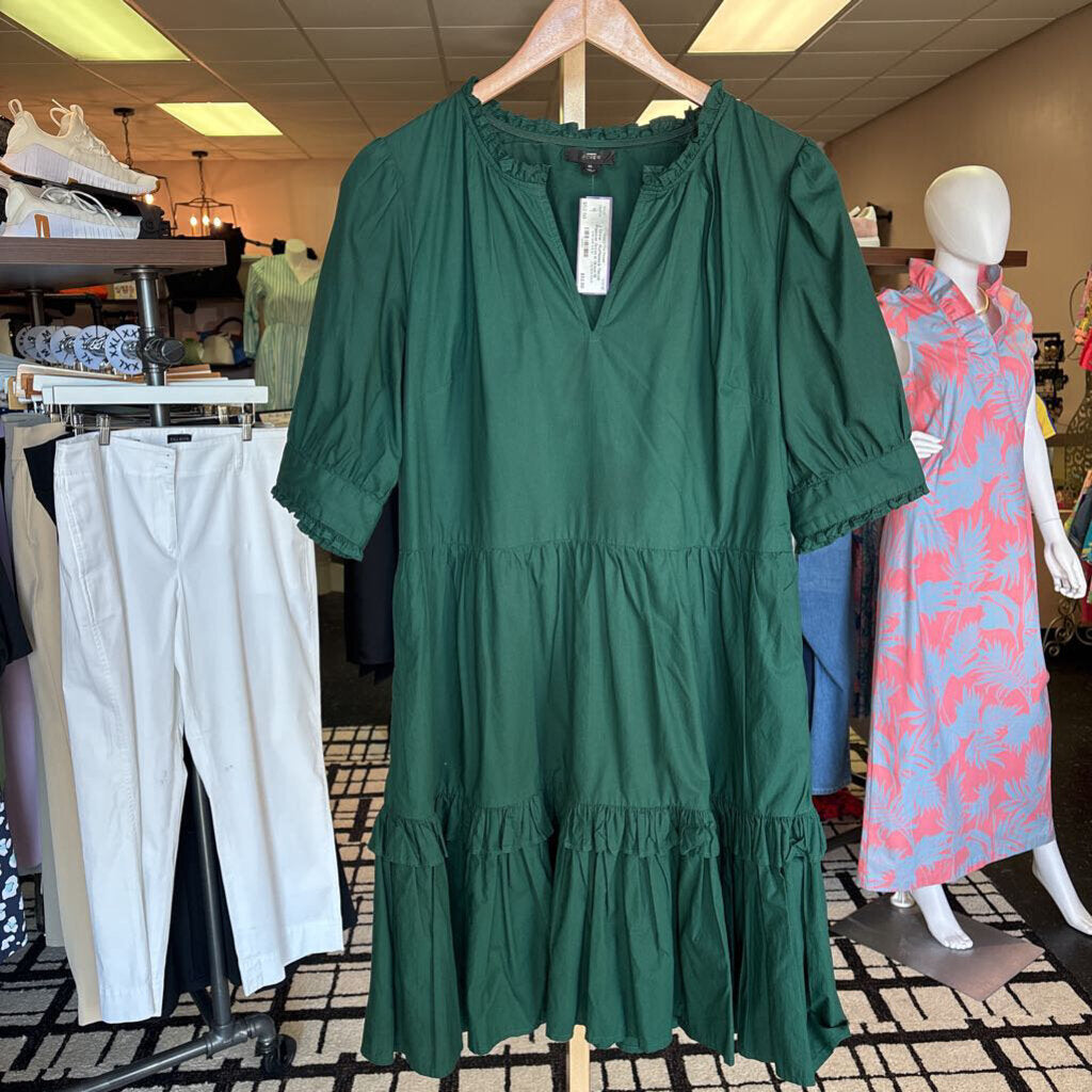 J. Crew - Ruffleneck Tiered Popover Dress in Green