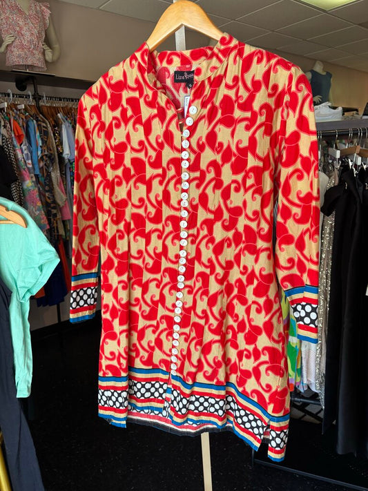 Liza Byrd - Button Front Patterned Mini Dress