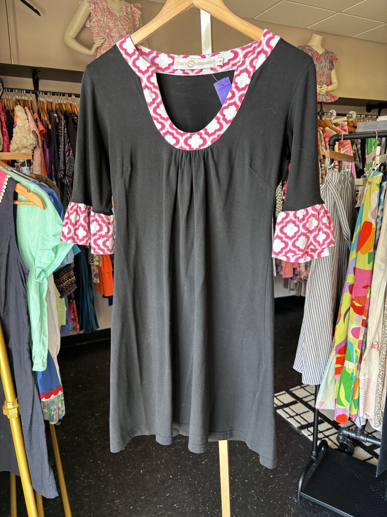 Tracy Negoshian- Ruffle Sleeve Shift Dress in Black