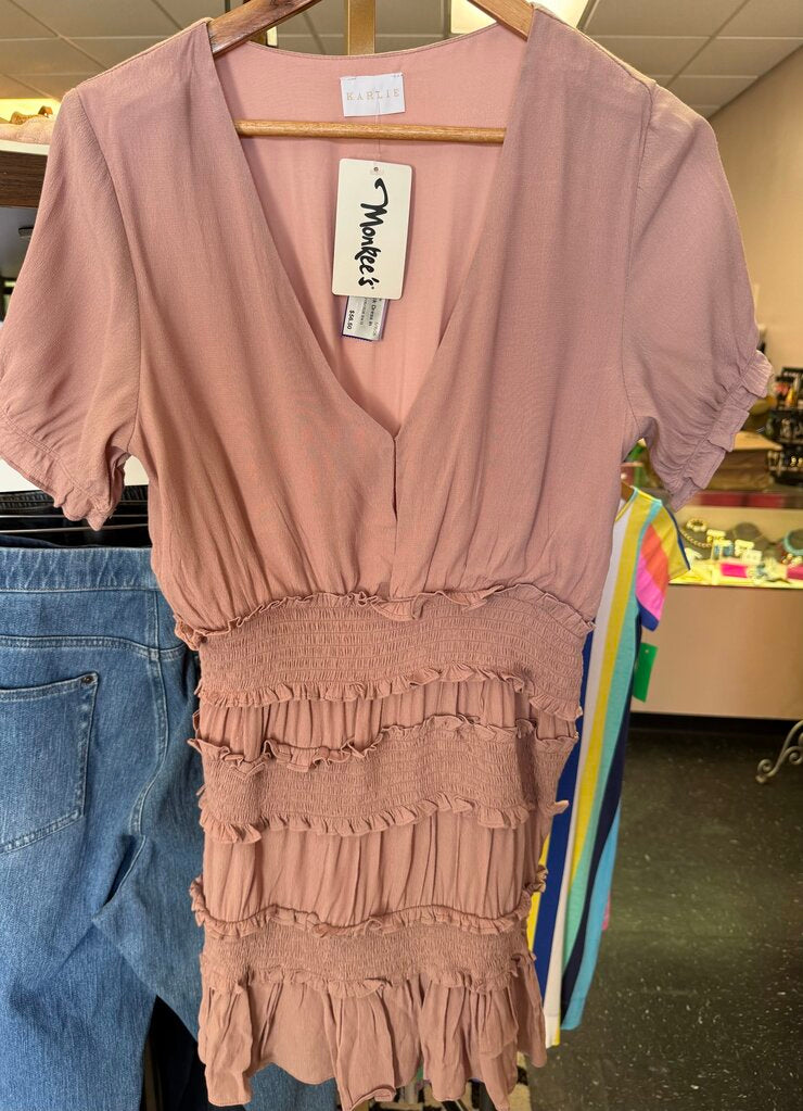 Karlie - Solid Smock Dress in Mocha