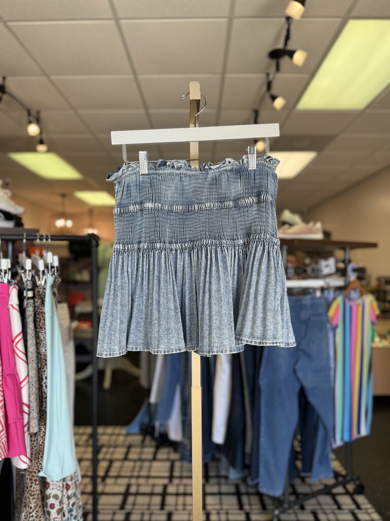 Entro - Chambray Pleated Mini Skirt