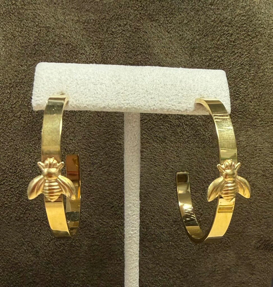Susan Shaw - Bee Hoop Earrings