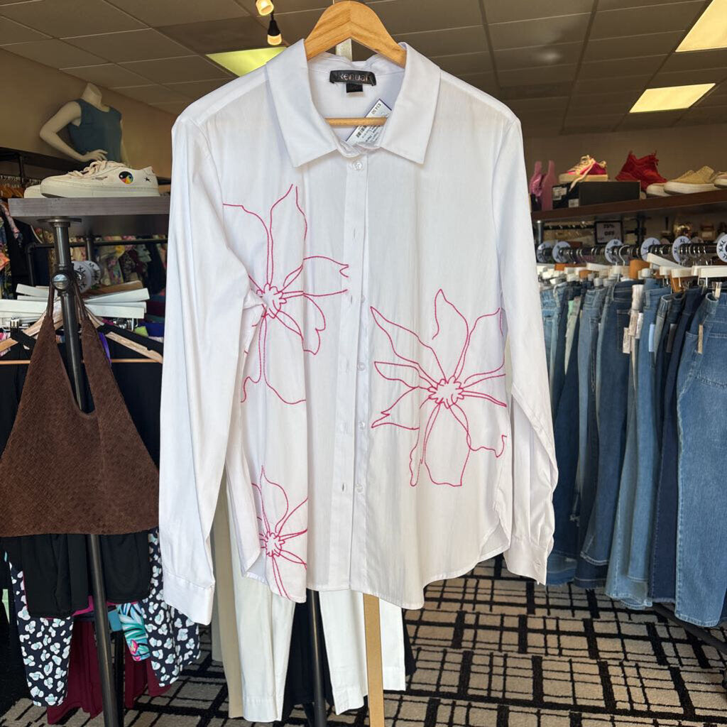 Renaur - Floral Button Down - White