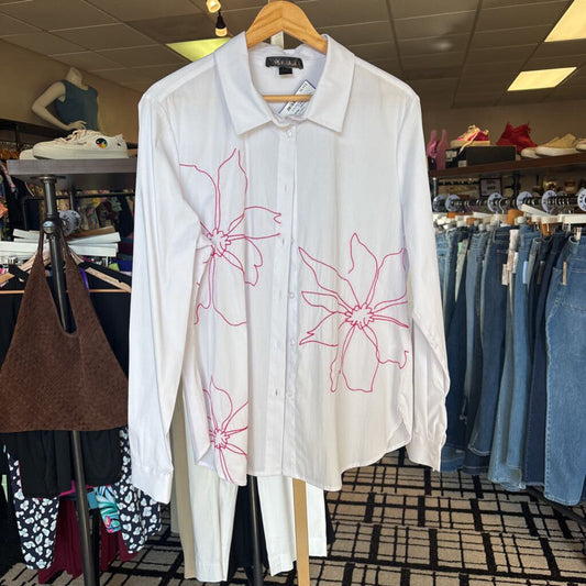 Renaur - Floral Button Down - White