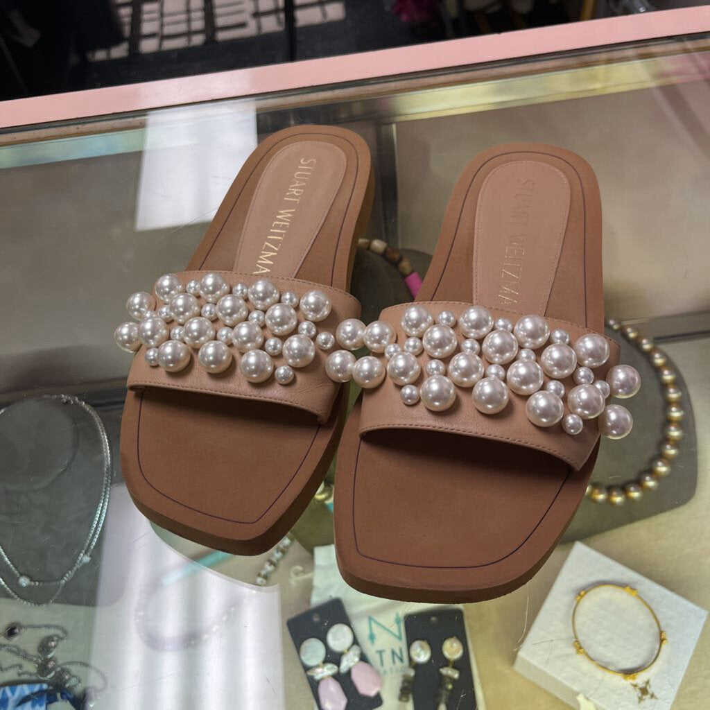 Stuart Weitzman - Goldie Leather Slide Sandals