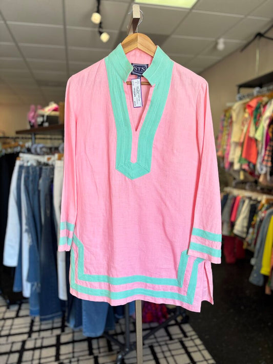 STS - Classic Linen Tunic - Pink/Mint