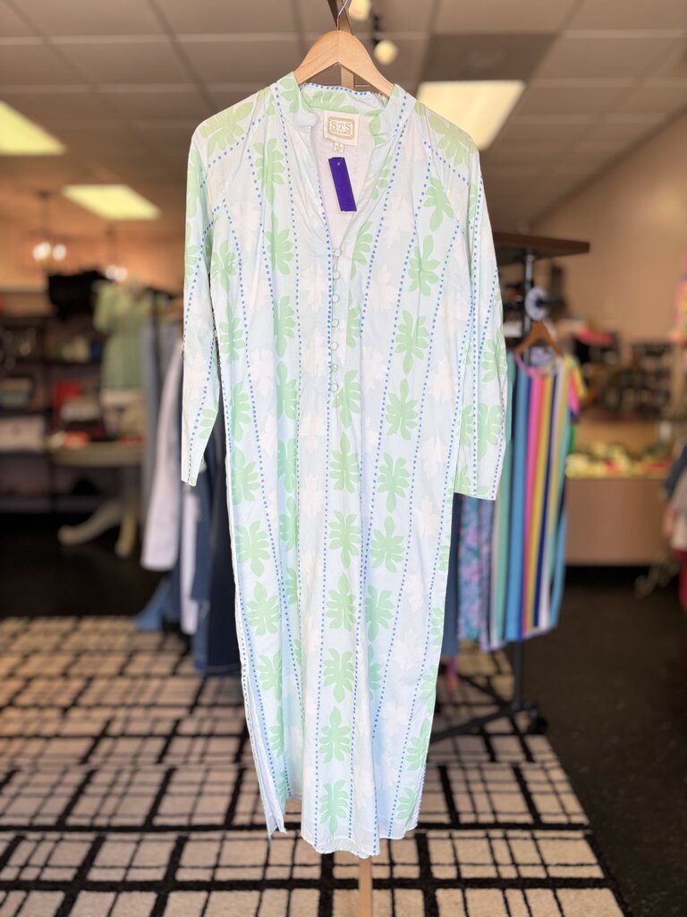 STS- Blue and Green LS Floral Print Maxi
