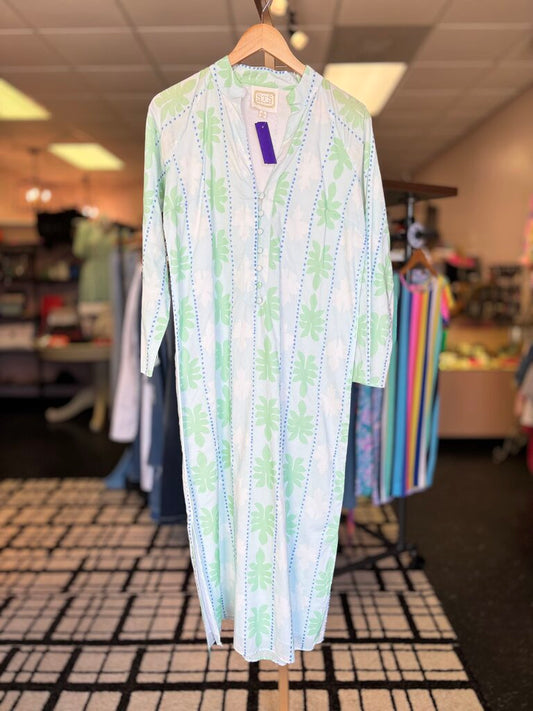 STS- Blue and Green LS Floral Print Maxi