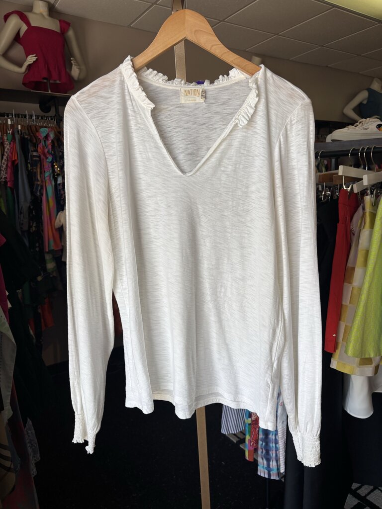 NationLTD- LS Cotton Slub Top - White