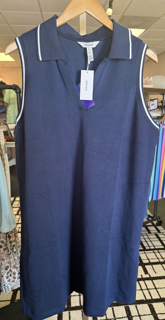 Spanx-NWT Airpique Sleeveless Polo Dress in Timeless Navy