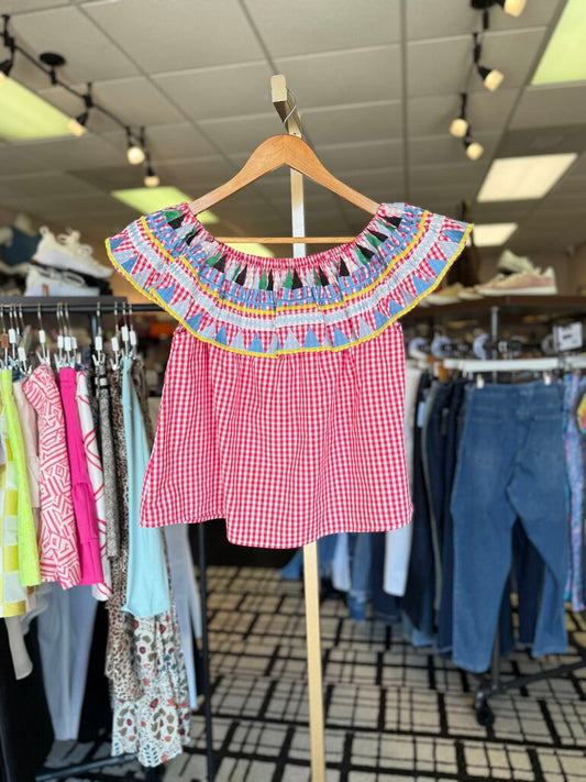 Velzera - Red Gingham Top