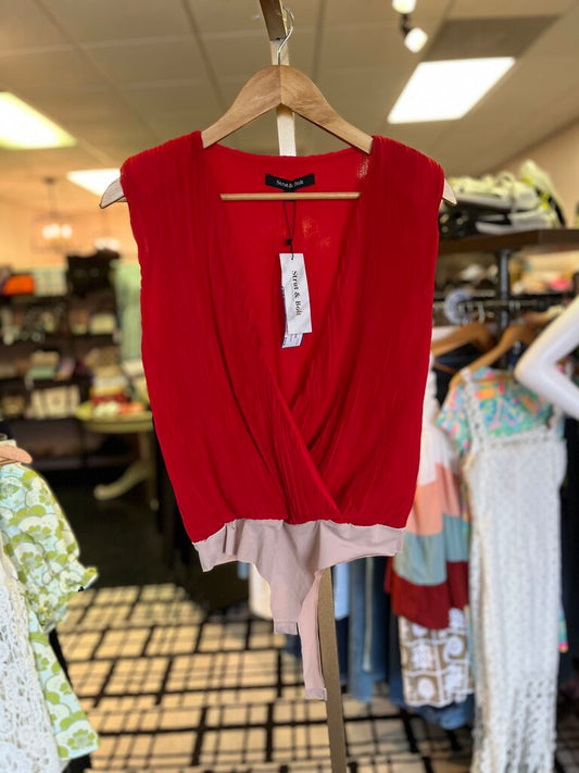 Strut & Bolt-NWT-Pleated Bodysuit - Red