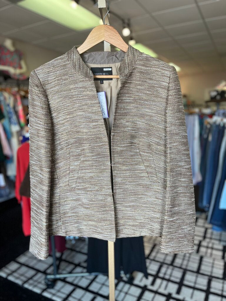 Lafayette 148- Beige & Gold Metallic Tweed Blazer
