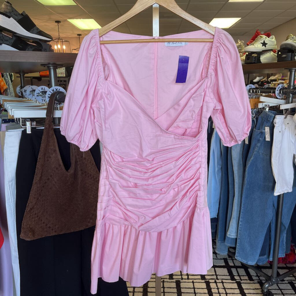 All About May - Puff Sleeve Ruffled Mini Dress in Pink