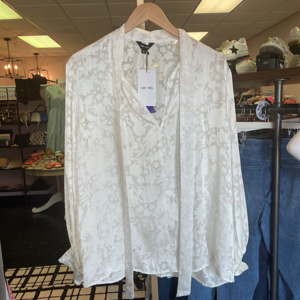 Saint+Sophia - NWT - Florence Blouse in "White Burnout"