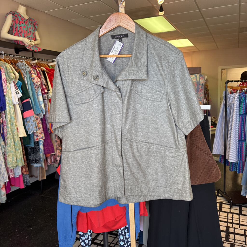 Lafayette 148 - Snap-Front Shirt Jacket in Gray