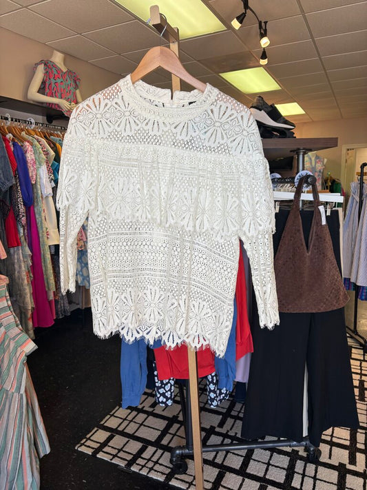 VTG Rebecca Elliot - Lace Layering Blouse - White