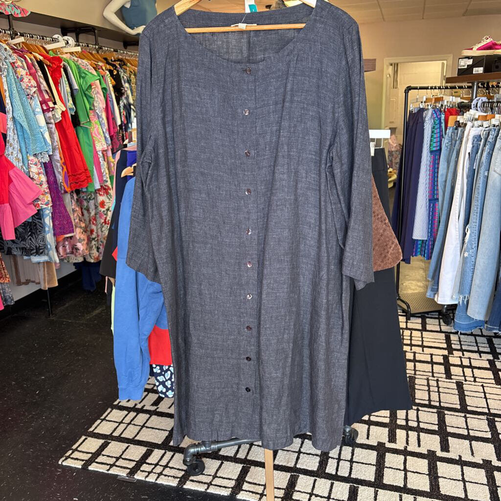 Eileen Fisher - Linen Blend 3/4 Sleeve Shirtdress