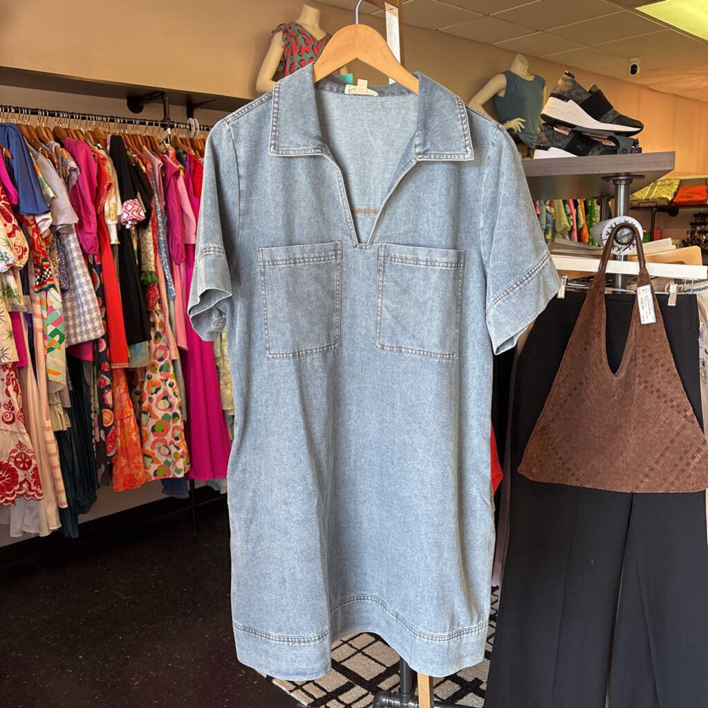 Entro - V-Neck Denim Tunic Dress