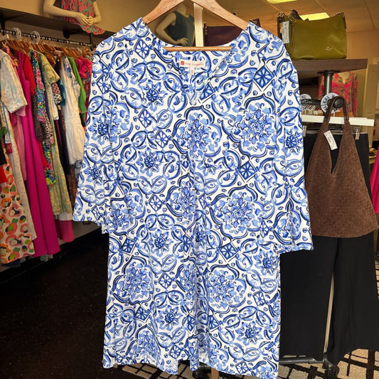 Jude Connally - Kerry Dress in Blue Floral Print