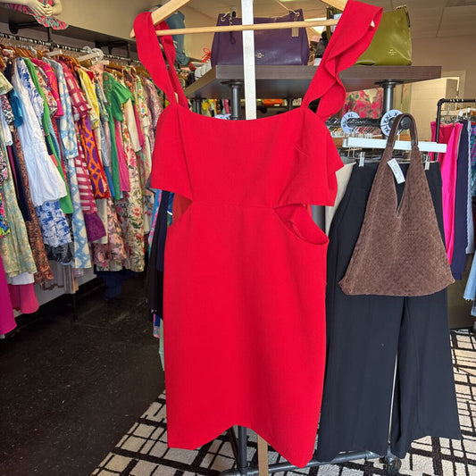 Karlie - NWT Solid Ruffle Cut Out Dress - Red