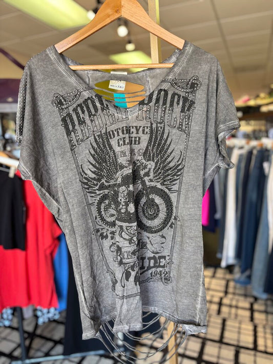 Vocal - Studded Graphic Tee - Gray
