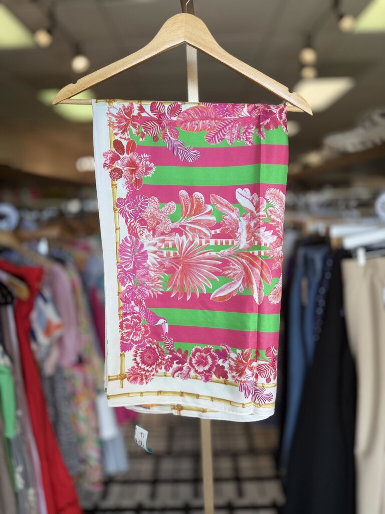 Vilagallo- Large Silk Scarf with Vibrant Floral Pattern