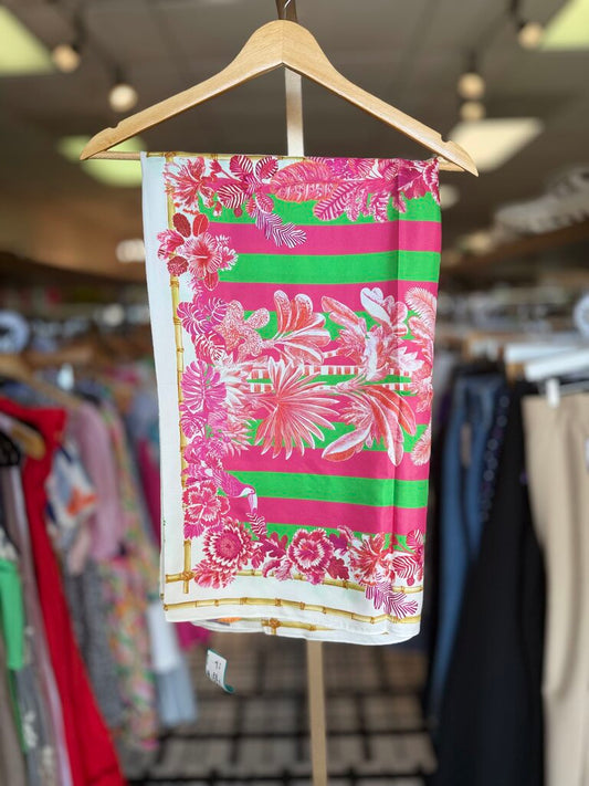 Vilagallo- Large Silk Scarf with Vibrant Floral Pattern