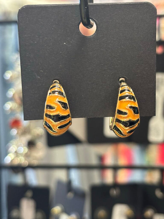 Tiger Stripes Enamel Earrings