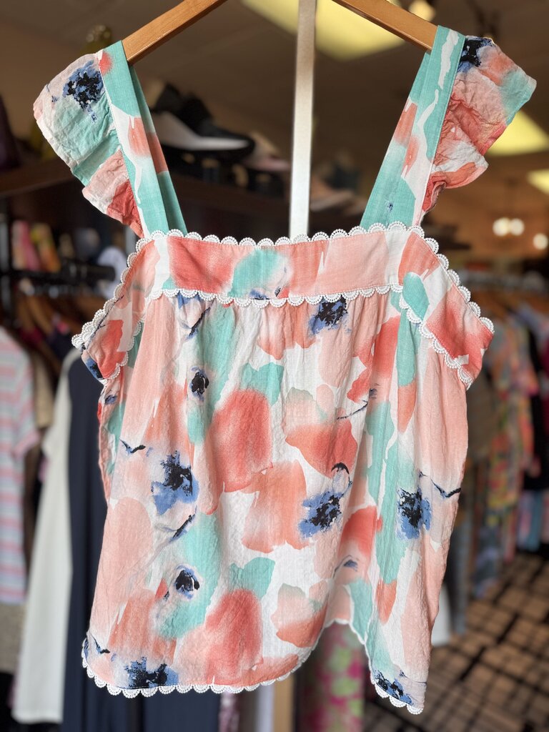 THML - Flutter Sleeve Watercolors Print Top