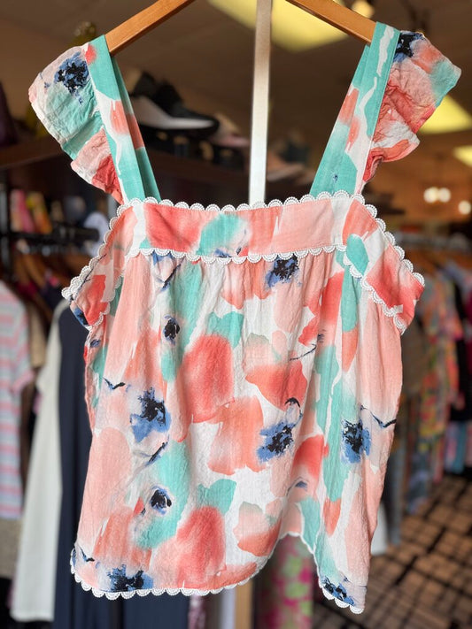 THML - Flutter Sleeve Watercolors Print Top