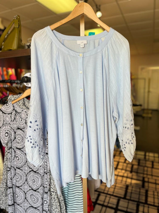 J.Jill - Puff Sleeve Eyelet Top - Blue