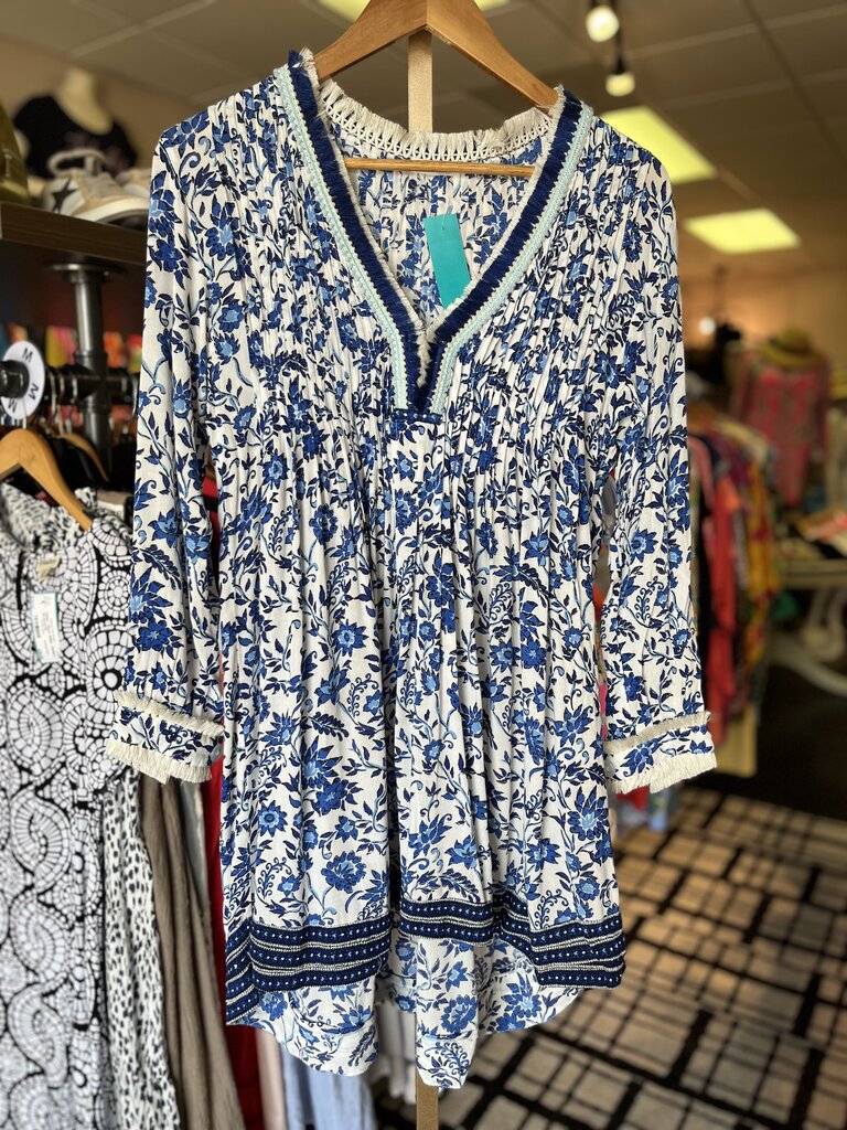 Poupette St. Barth - Floral Tunic - Blue/White