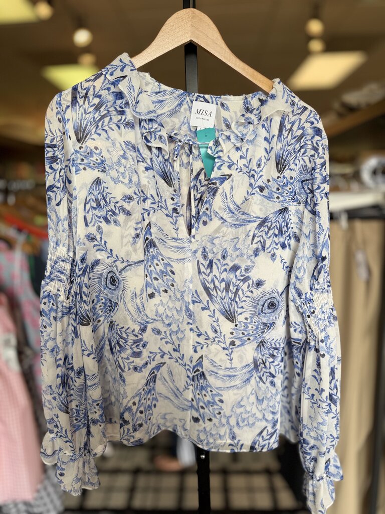 Misa - Sheer Floral Blouse LS -