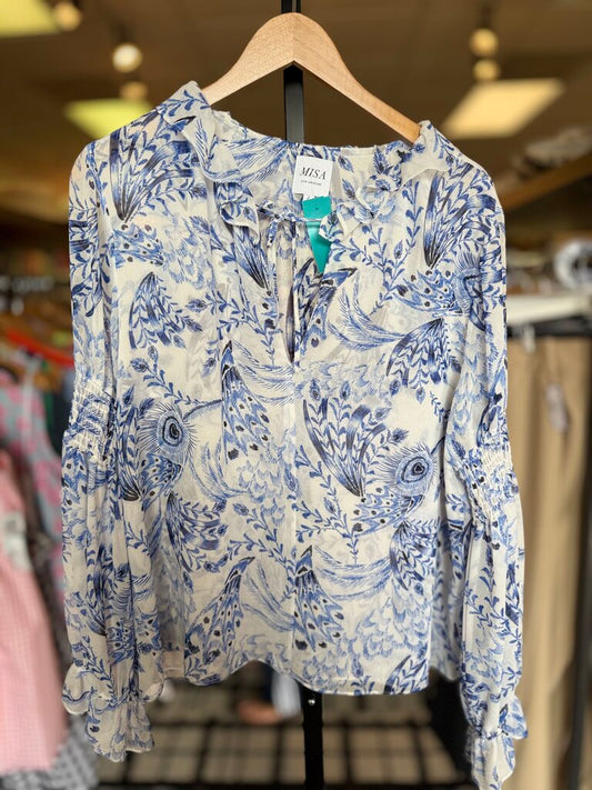 Misa - Sheer Floral Blouse LS -