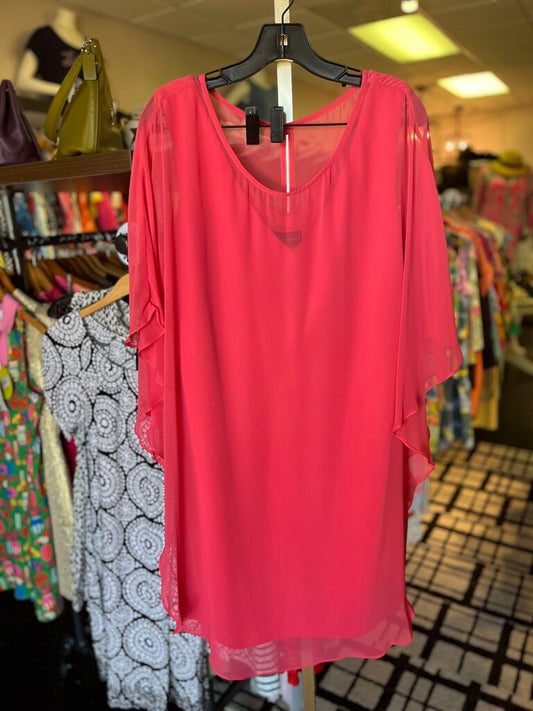 Connected Apparel - Chiffon Mini Dress in Coral