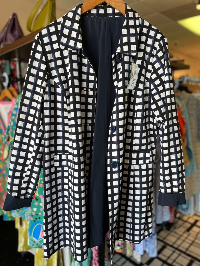 Crown & Ivy - Reversible Gingham Rain Jacket - Navy
