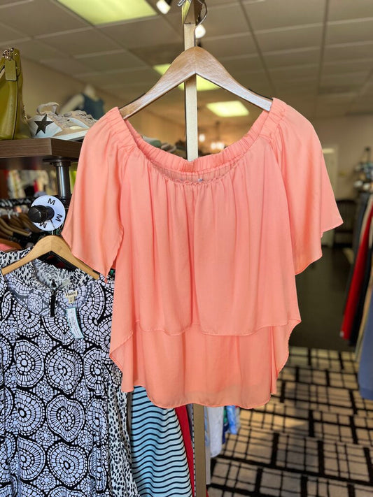Do + Be - Off the Shoulder Flutter Top in Creamsicle