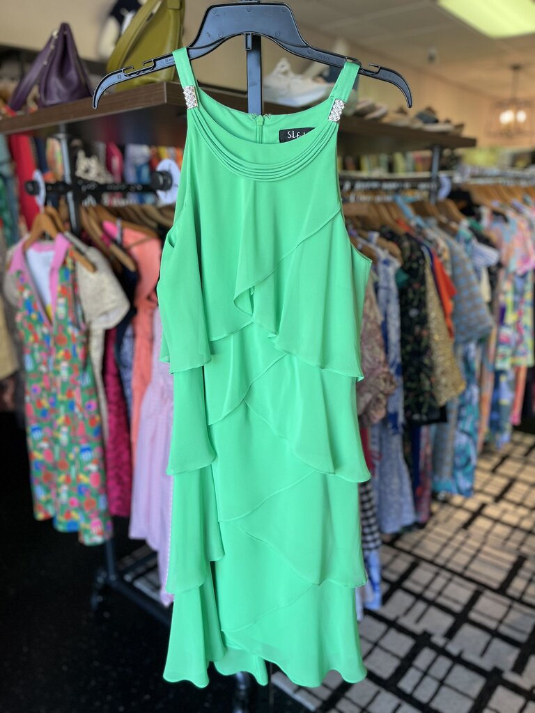 SL Fashions - Tiered Halter Dress - Green