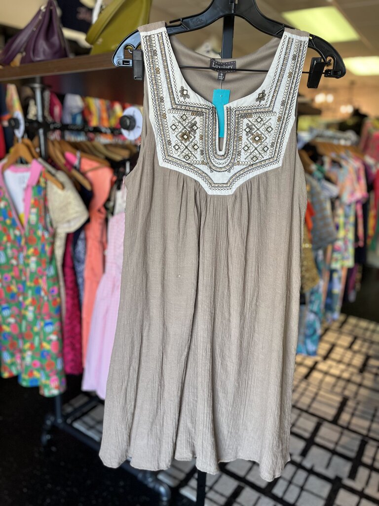 Luxology -Sleeveless Gauze Dress - Brown